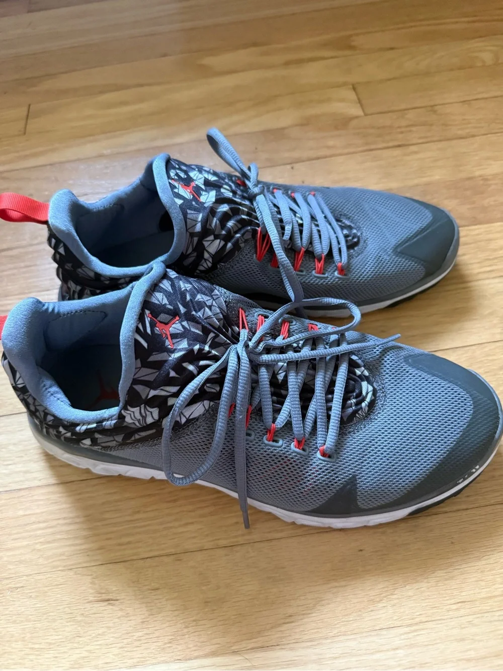 Jordan Gray and Orange Men's Low-Top Sneakers
